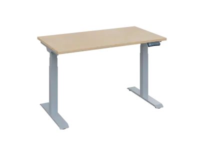 Fleximax 27-12 výškově nastavitelný stůl, kovová podnož stříbrná, deska 25 mm, široký 1200 mm, bříza irská